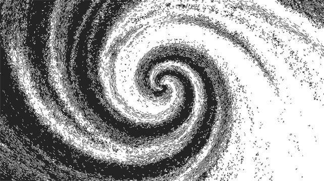 Black and white spiral sketch hand drawn abstract swirling vortex background — stock vector