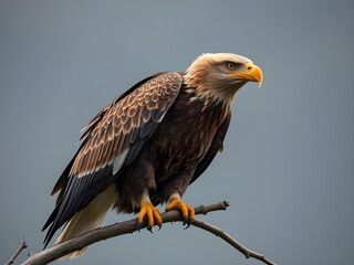 Obraz premium A beautiful eagle bird is sitting on a tree branch.