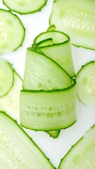 Sliced cucumbers arranged