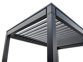 Modern black metal pergola isolated on transparent background