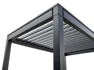 Modern black metal pergola isolated on transparent background