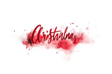 Seasonal text design with red Christmas accents isolated on transparent background