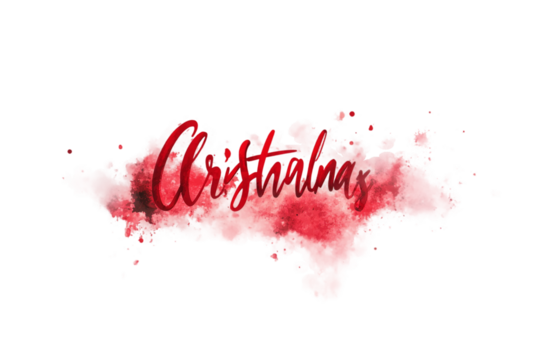 Seasonal text design with red Christmas accents isolated on transparent background