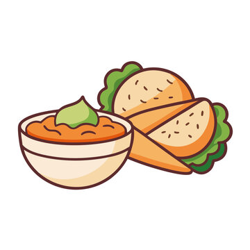 tacos with sauce bowl, food, white background clip art preview