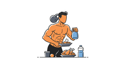 Muscular Man Preparing Healthy Meal Fitness & Nutrition
