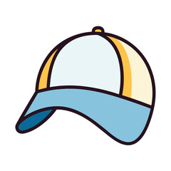 Simple cartoon baseball cap with light blue brim and panels
