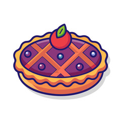 Stylized illustration of a delicious purple berry pie with lattice crust