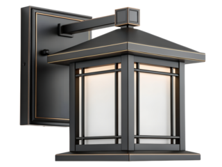 Black outdoor light isolated on transparent background