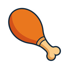 Simple cartoon illustration of a delicious fried chicken leg