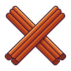 Stylized illustration of crossed cinnamon sticks with a white background