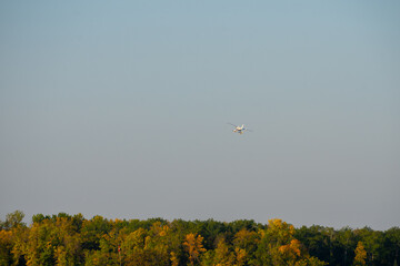 float plane in flight
