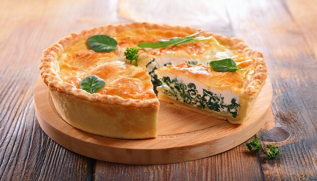 Pie Quice With Salmon Spinach And Soft Cheese