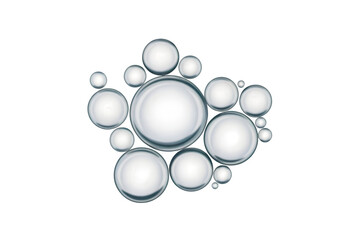 Abstract sphere cluster sparkling light reflections organic shape isolated on transparent background