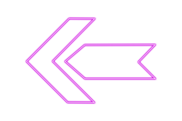Neon pink arrow pointing left isolated on transparent background for web design