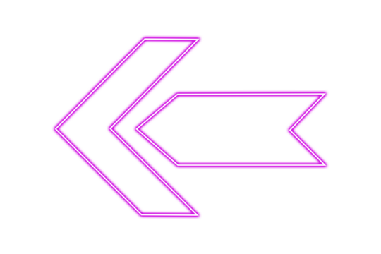 Neon pink arrow pointing left isolated on transparent background for web design