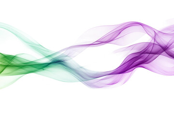 Magical glowing purple and green smoke isolated on transparent background