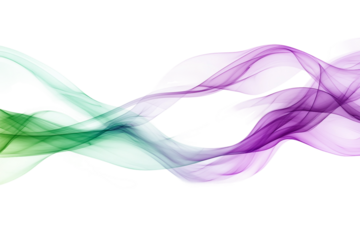 Magical glowing purple and green smoke isolated on transparent background