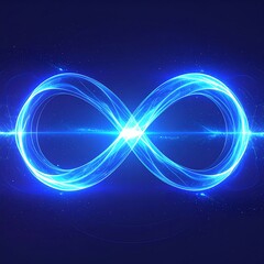Blue infinity symbol, glowing light