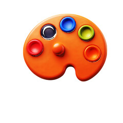 Orange Artist's Palette with Colorful Paint Dots on White Background artist palette paint palette isolated on a transparent background