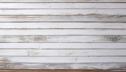 Fototapeta premium White Horizontal Wooden Planks Where The Paint Has Flaked Off Or Is Damaged Here And There