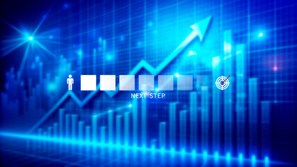 Next step business concept, Goal and target, Success and business target, Next step of work, plan, strategies, vision, project implementation