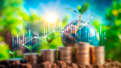 Stock market business and exchange financial growth graph. Business chart data graph diagram, business trading graph investment growth, global trend arrow up and down.