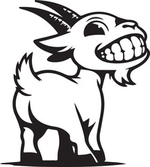 Cartoon goat with a big smile isolated on white background, vector illustration