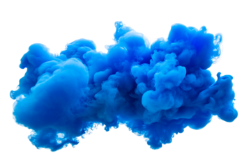 Enigmatic blue smoke rising in patterns isolated on transparent background