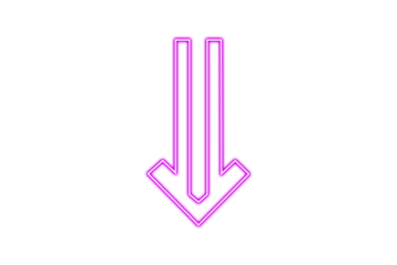 Glowing pink down arrow isolated on transparent background for navigation purposes