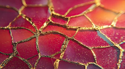 Abstract red gold crackle texture design