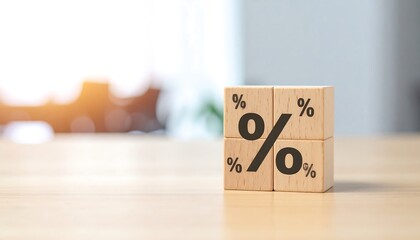 Wooden blocks with percentage sign