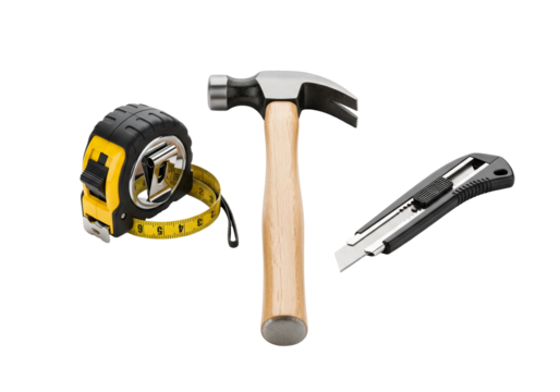 Claw Hammer, Tape Measure, Utility Knife