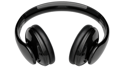 Sleek black over-ear headphones with cushioned pads, modern audio accessory design for music listening, sound quality, and digital entertainment