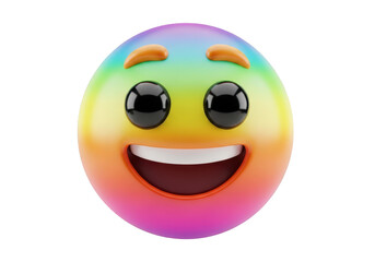 Fototapeta premium Vibrant rainbow emoji face with big smile and expressive eyes joyful emotion and fun