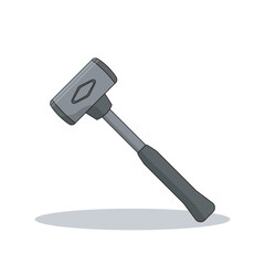 Dead blow hammer vector with steel head and rubber grip, designed for controlled impact, reduced rebound, precision striking, construction, automotive, workshop, carpentry, and professional tool use.