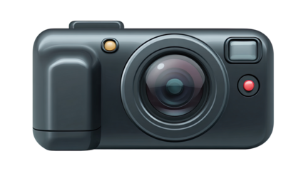 Modern 3D camcorder icon designed in glossy minimal emoji style, digital video recording equipment illustration isolated on clean white background