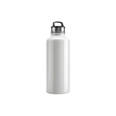 White Stainless Steel Water Bottle with Black Carry Handle - Mockup