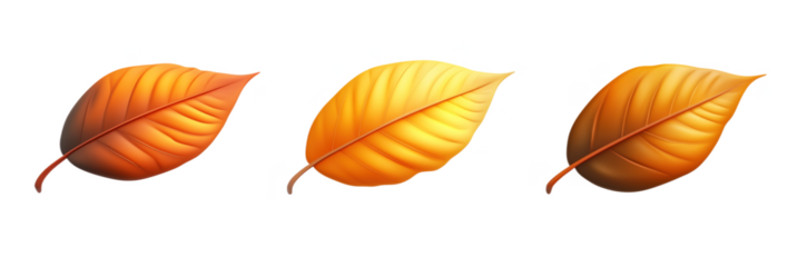 Colorful autumn leaves, vibrant orange and yellow hues, smooth texture, artistic representation, minimalistic background, minimal style PNG