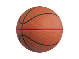 Classic Basketball Ball Front View with Pebbled Texture, Isolated