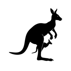 Silhouette vector of kangaroo with baby