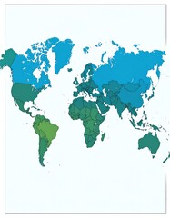World map with shaded regions