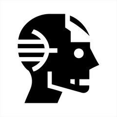 Stylized robot head profile icon isolated on transparent background