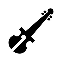Black silhouette of a violin isolated on transparent background