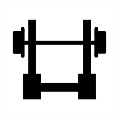 Black silhouette of a barbell on a rack isolated on transparent background
