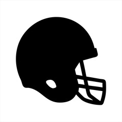 Black american football helmet silhouette isolated on transparent background