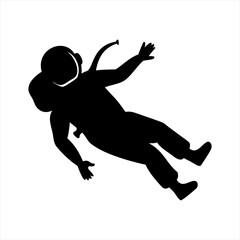 Silhouette of an astronaut floating in space isolated on transparent background