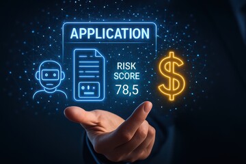 Digital application process with risk score and financial symbol