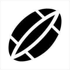 Black stylized rugby ball icon isolated on transparent background