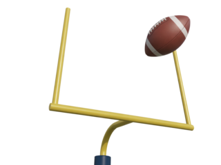 Goal Post Uprights with American Football Passing Through, Front View, Isolated