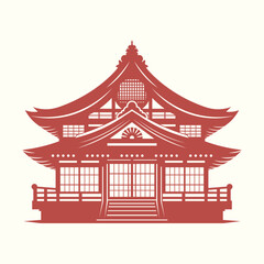 Elegant vector artwork of a traditional Japanese house showcasing authentic Asian architecture and cultural charm.